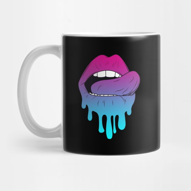 Vaporwave Dripping Lips Tongue Curled Tongue by aaallsmiles